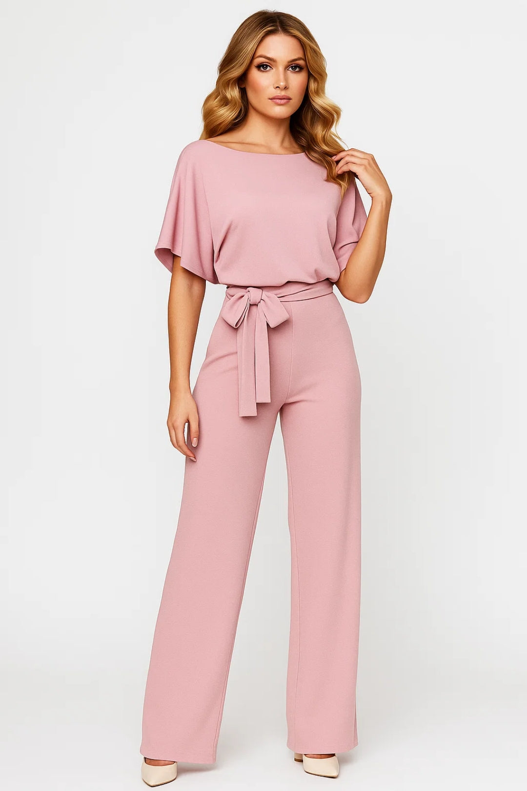 Dames Jumpsuit Wijd Met Ceintuur Elegante Zomerjurk