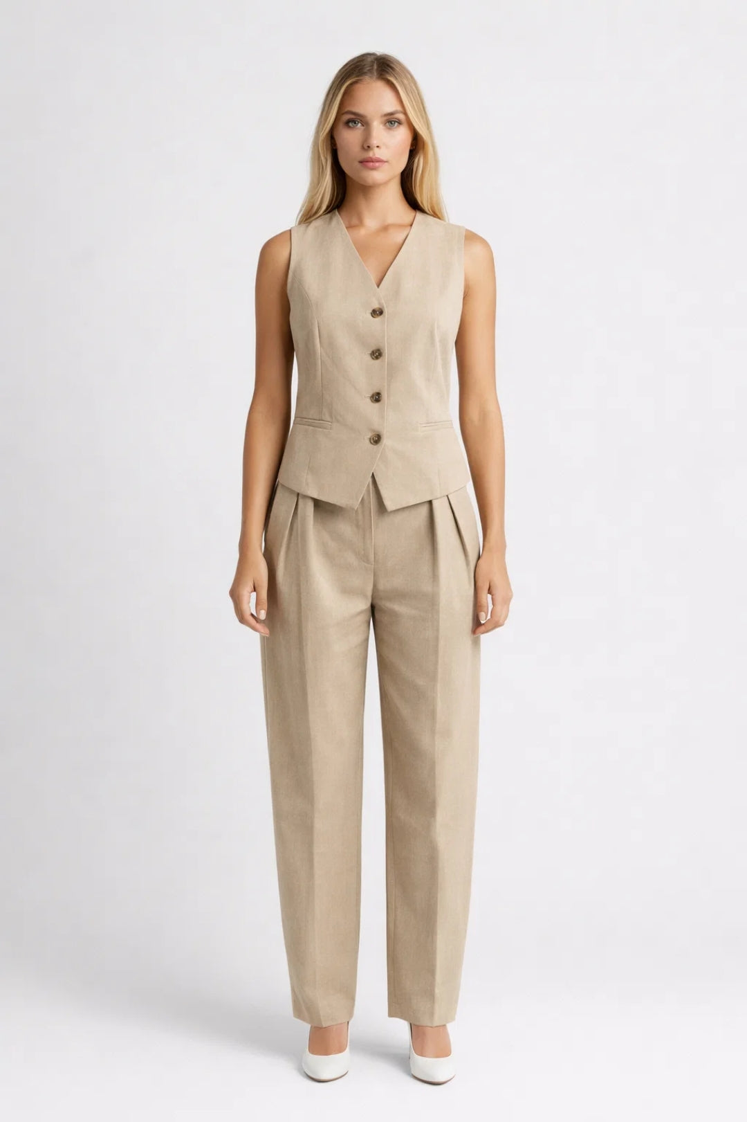 Dames Gilet Set met Pantalon Klassieke Stijl Elegant Sluiting - StudioMarella