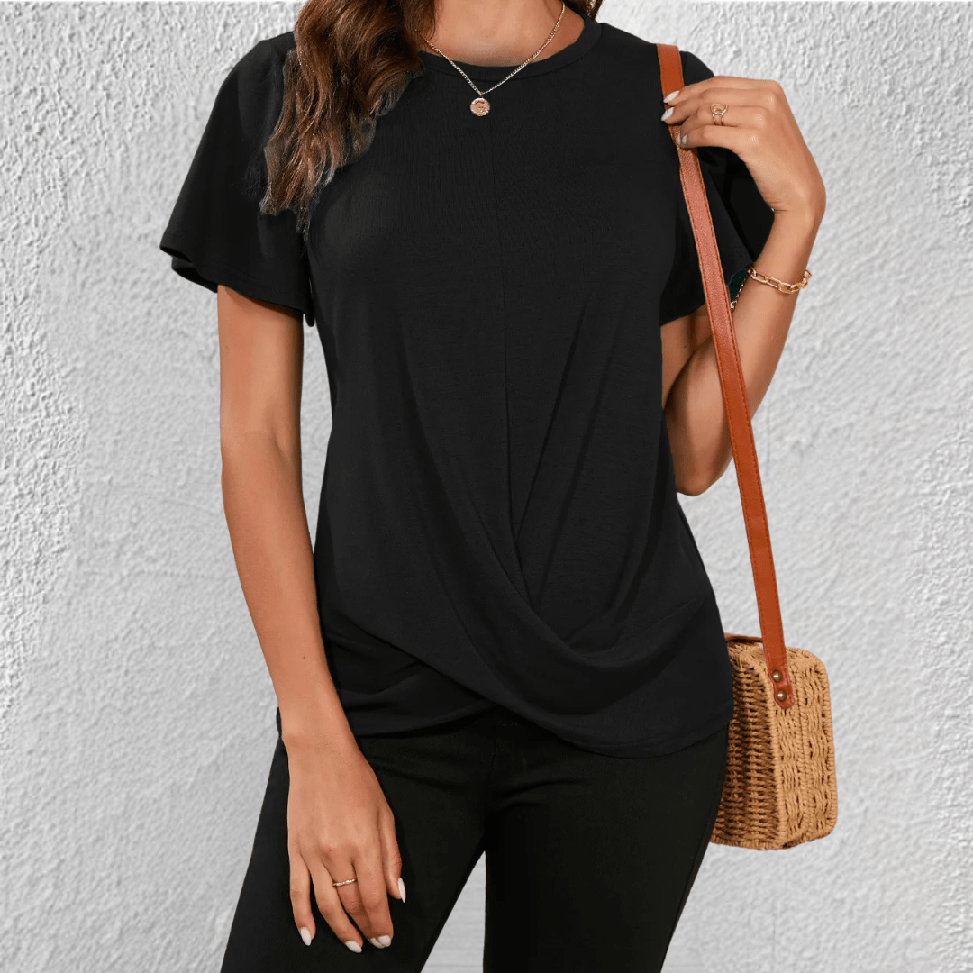 Dames T-shirt met Gedraaide Voorkant | Tops Dames Casual 2