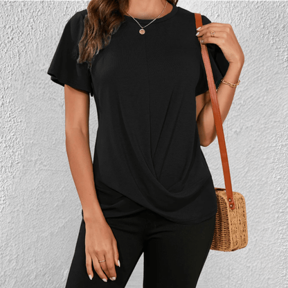 Dames T-shirt met Gedraaide Voorkant | Tops Dames Casual 2