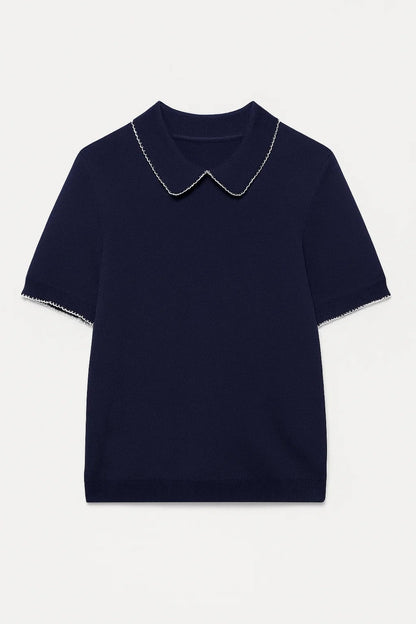 Dames Polo Shirt Fijngebreid met Kraag Elegant Klassiek - StudioMarella