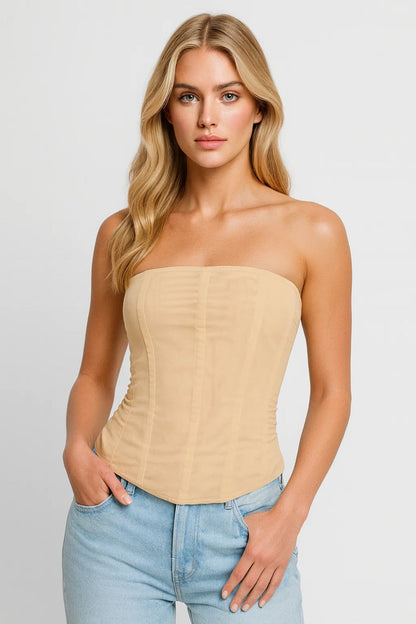Dames Corset Top Strapless Figuurlijn Elegant Zwart