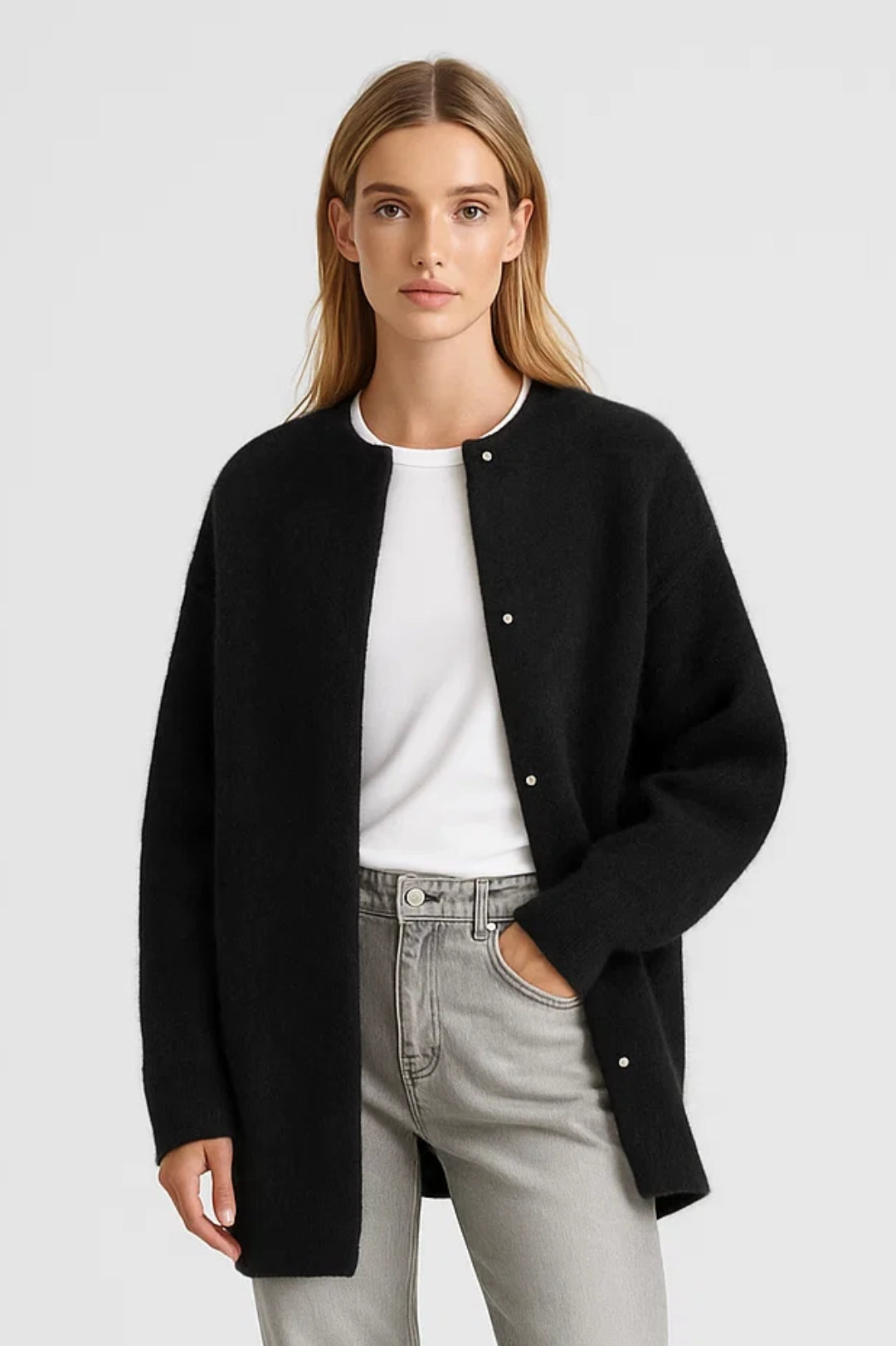 Dames Vest Oversized Cardigan Met Knopen Klassieke Stijl