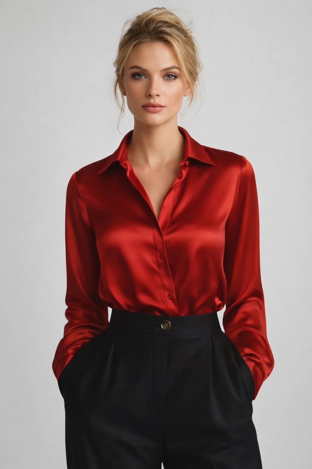 Dames Blouse - Gladde Stijlvolle Blouse met Kraag Elegant - StudioMarella