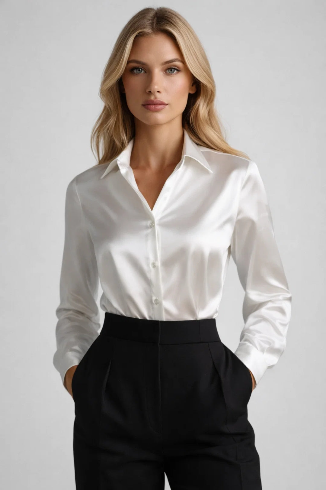 Dames Blouse - Gladde Stijlvolle Blouse met Kraag Elegant
