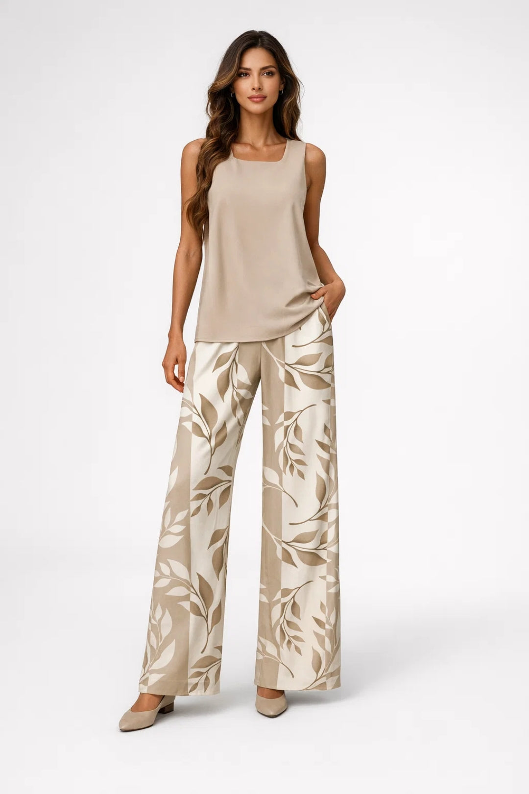 Dames Set - Mouwloze Top met Wijde Palazzo Broek Elegant Zomer - StudioMarella