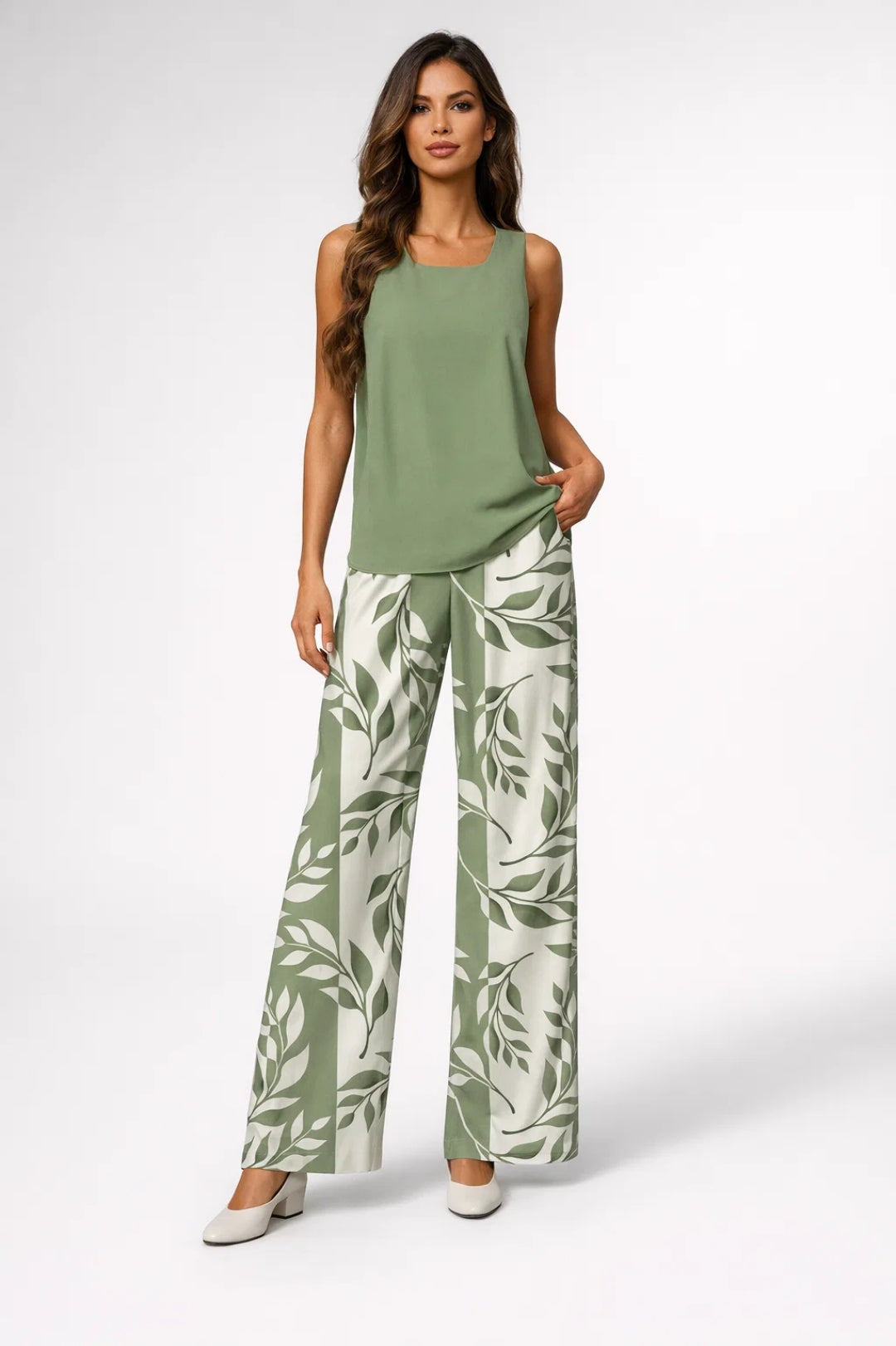 Dames Set - Mouwloze Top met Wijde Palazzo Broek Elegant Zomer