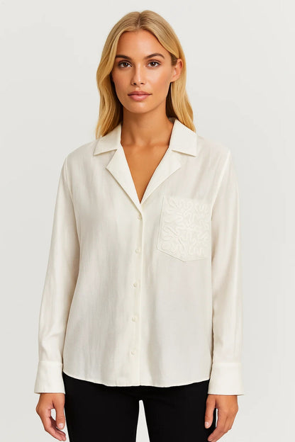 Dames Blouse Oversized met Borduurwerk en Zak