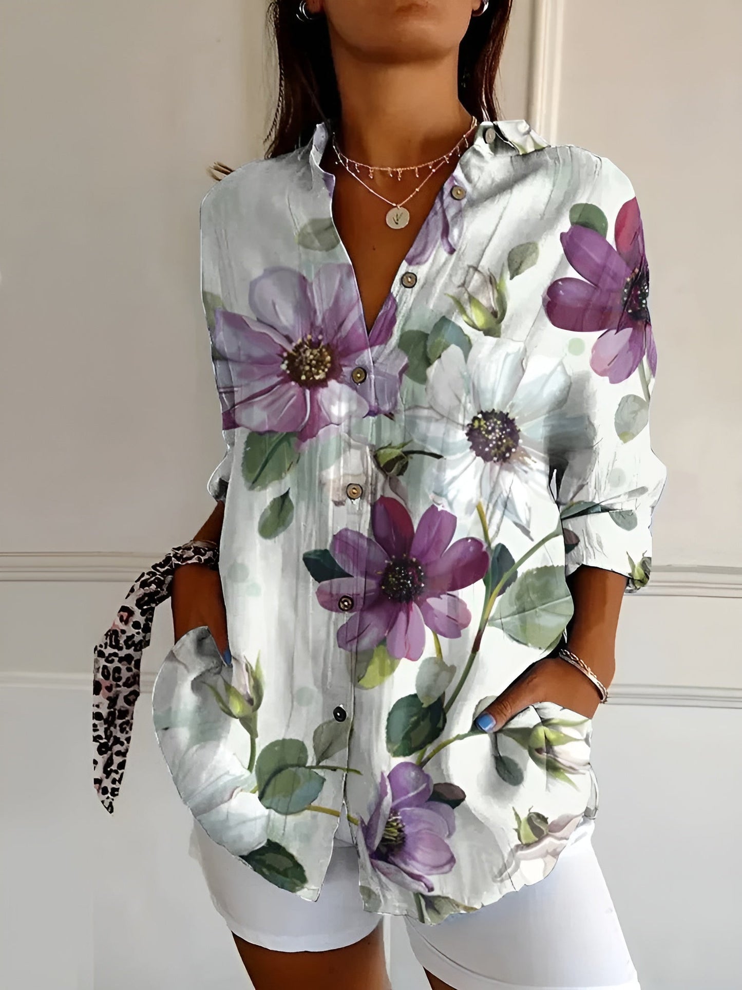 Damesblouse met Button-Downprint | Modieuze Top 8