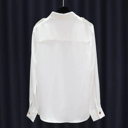 Effen Kleur Blouse met Patchwork Details