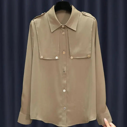 Effen Kleur Blouse met Patchwork Details