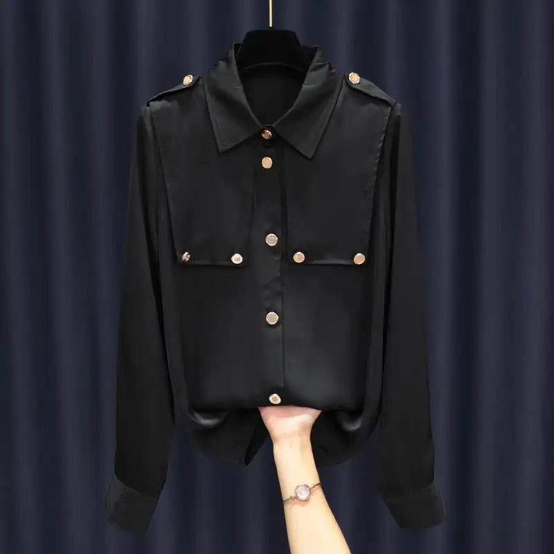 Effen Kleur Blouse met Patchwork Details