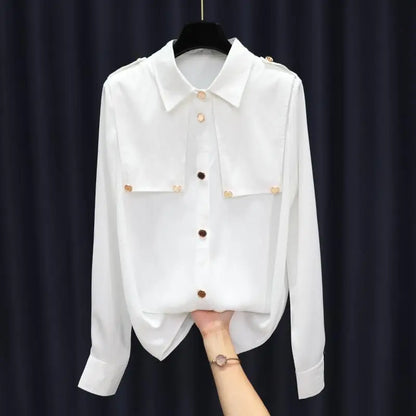 Effen Kleur Blouse met Patchwork Details