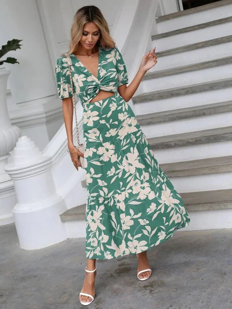 Jurk met Bloemen Zomerjurk Vrouwelijk en Stijlvol