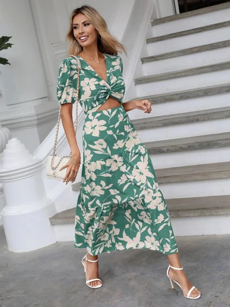 Jurk met Bloemen Zomerjurk Vrouwelijk en Stijlvol