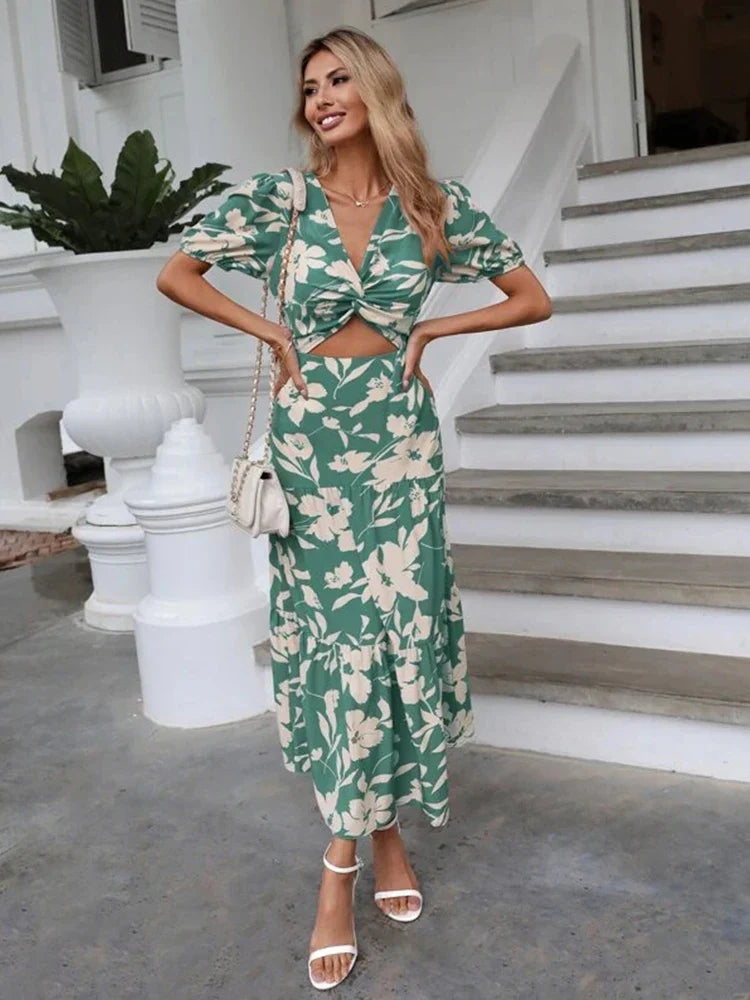 Jurk met Bloemen Zomerjurk Vrouwelijk en Stijlvol