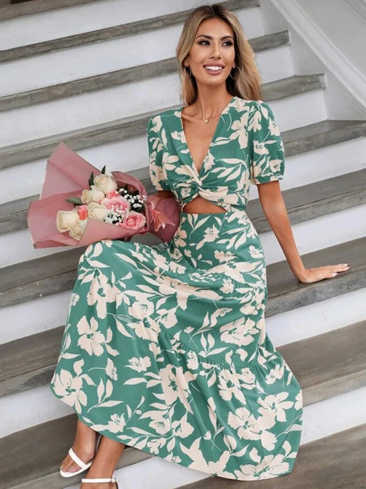 Jurk met Bloemen Zomerjurk Vrouwelijk en Stijlvol