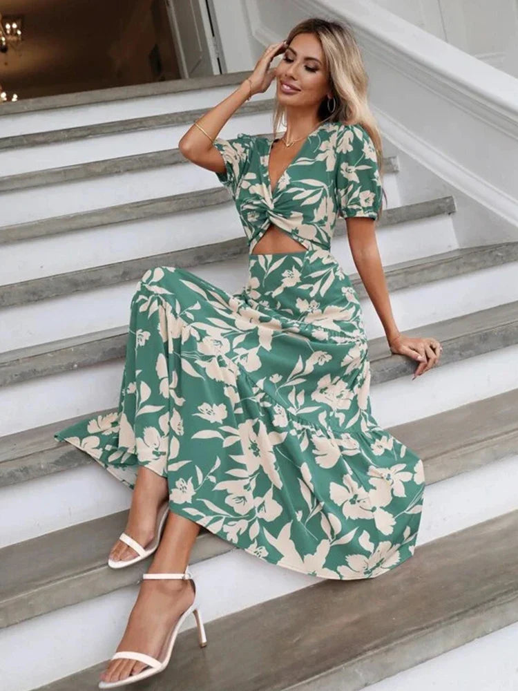 Jurk met Bloemen Zomerjurk Vrouwelijk en Stijlvol