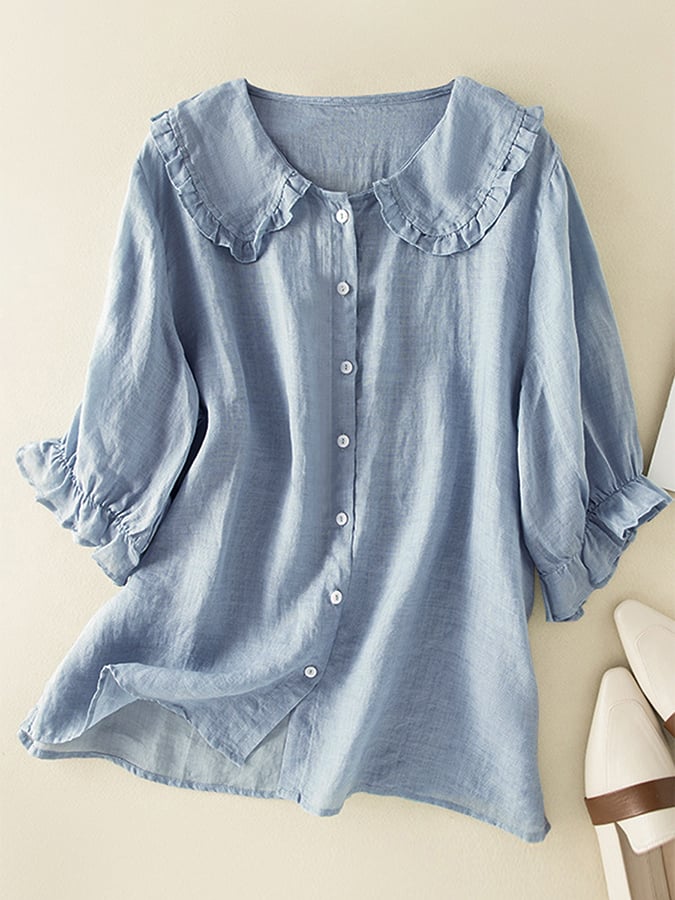 Vrouwelijke Blouse met Ruches en Kraag - StudioMarella
