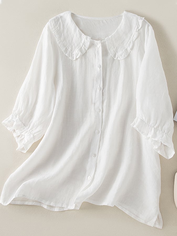 Damesoverhemd met Ruches | Katoenen Casual Shirt 1