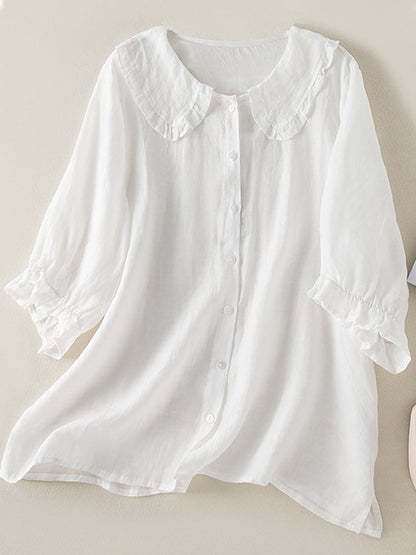 Damesoverhemd met Ruches | Katoenen Casual Shirt 1