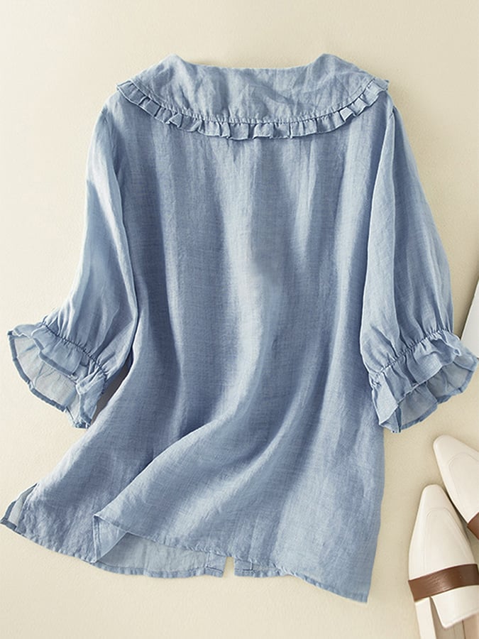 Damesoverhemd met Ruches | Katoenen Casual Shirt 3