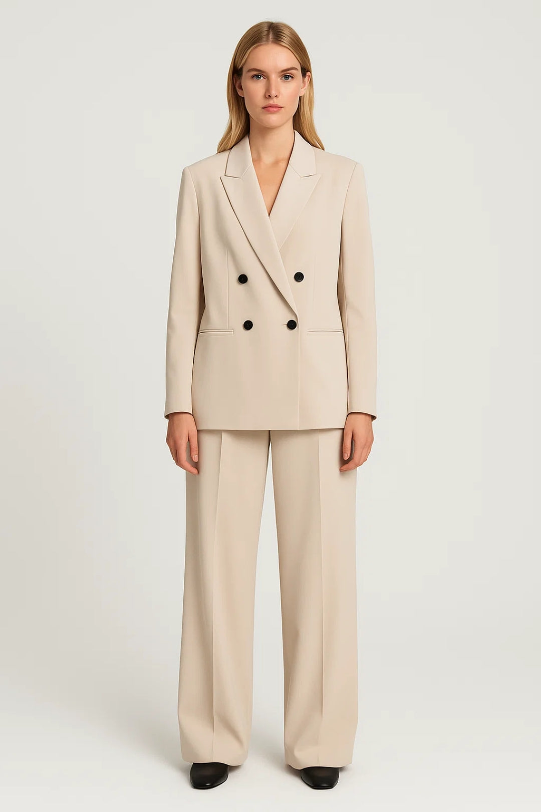 Dames Pantalon Set - Klassieke Blazer met Wijde Broek - StudioMarella
