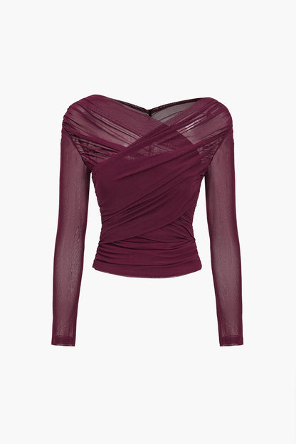 Dunne Mesh Top met Ruches voor Vrouw - StudioMarella