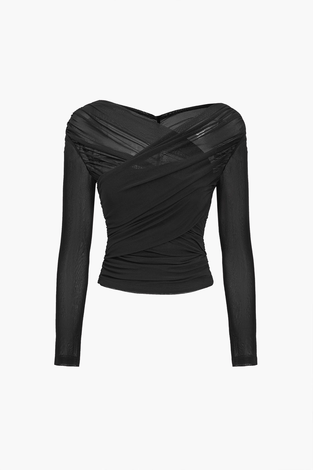 Damestop met Ruches | Mesh Lange Mouwen 5