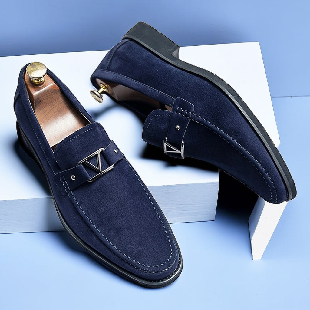 Blauwe Suède Loafers Heren Schoenen Luxe Design - StudioMarella