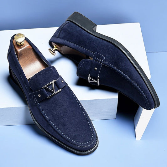 Blauwe Suède Loafers Heren Schoenen Luxe Design - StudioMarella