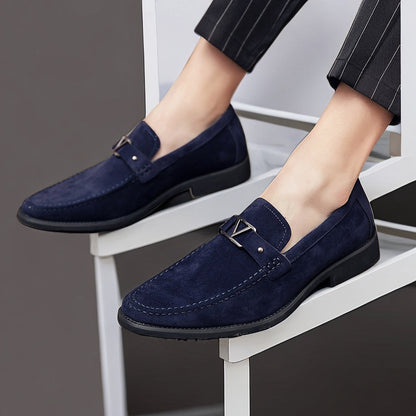 Blauwe Suède Loafers Heren Schoenen Luxe Design