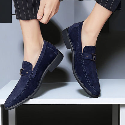 Blauwe Suède Loafers Heren Schoenen Luxe Design