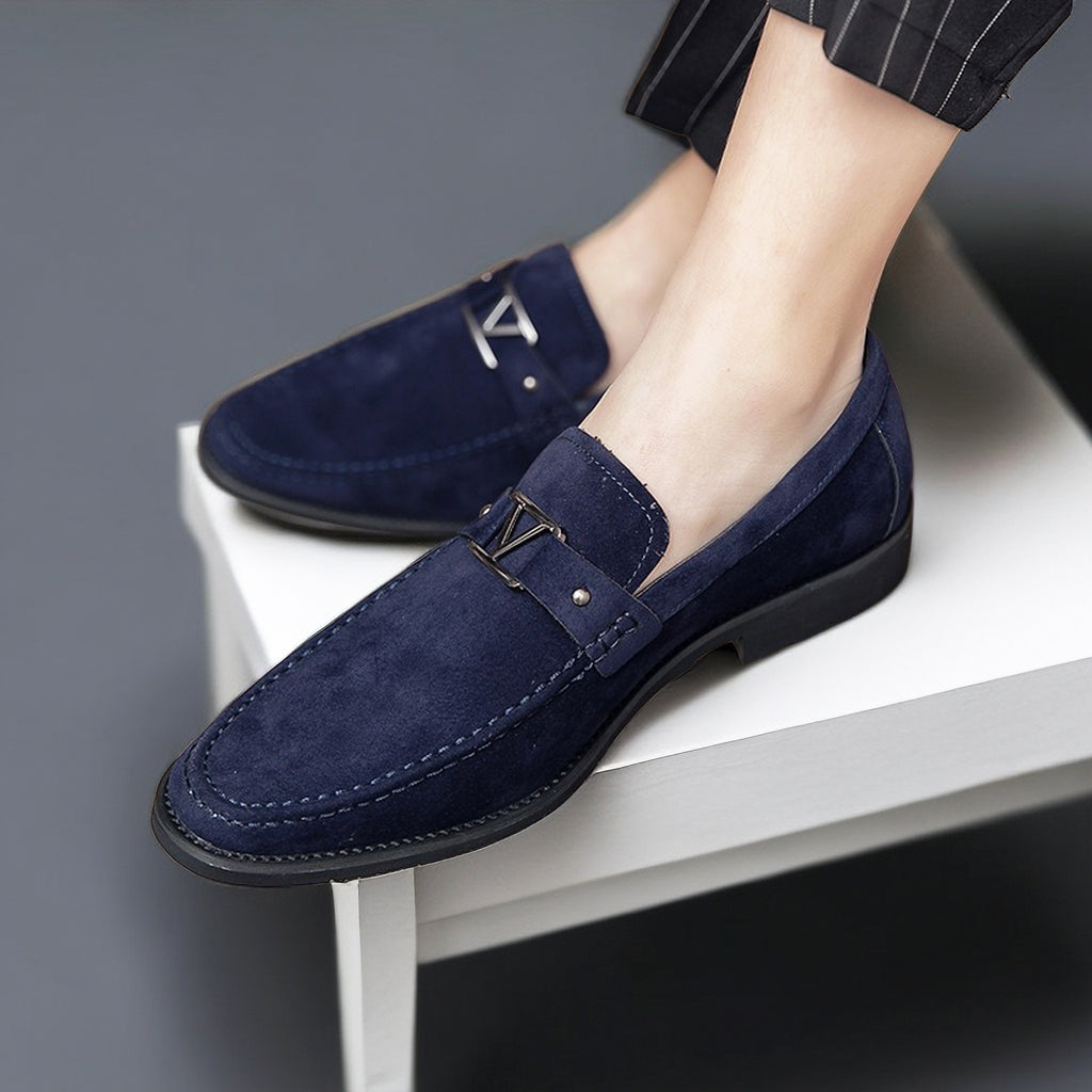Blauwe Suède Loafers Heren Schoenen Luxe Design