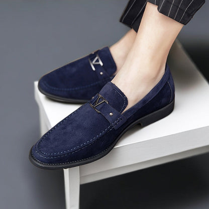 Blauwe Suède Loafers Heren Schoenen Luxe Design