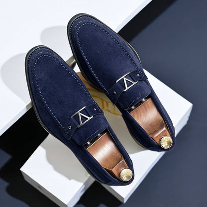 Blauwe Suède Loafers Heren Schoenen Luxe Design