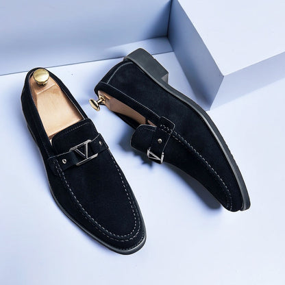 Blauwe Suède Loafers Heren Schoenen Luxe Design