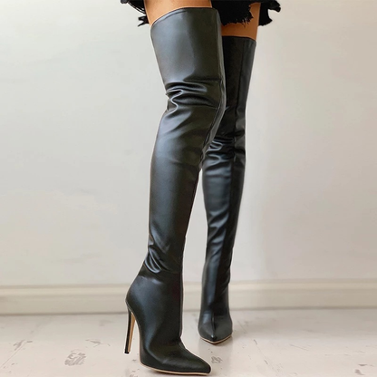 Vegan Overknee Laarzen met Goudhak voor Dames
