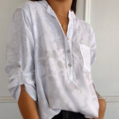 Vrouwelijke Zomerblouse Lange Mouwen Bedrukt