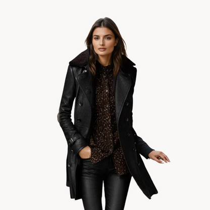Daria | Dames Trenchcoat Zwart – Elegant, Lange & Tijdloos Design 1