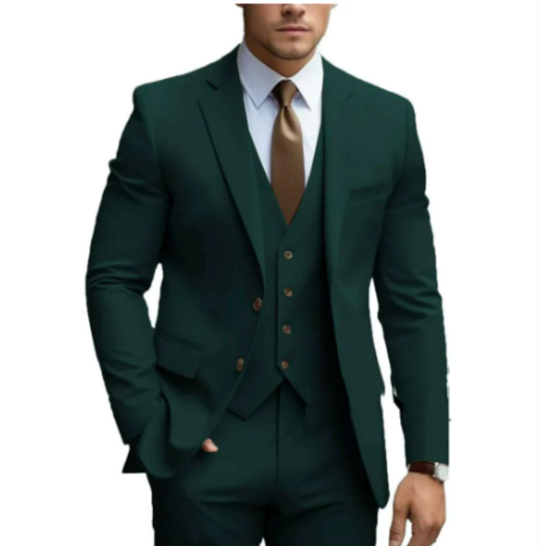 Heren Pak Slim Fit 3-Delig Wol Mix Donker Grijs - StudioMarella
