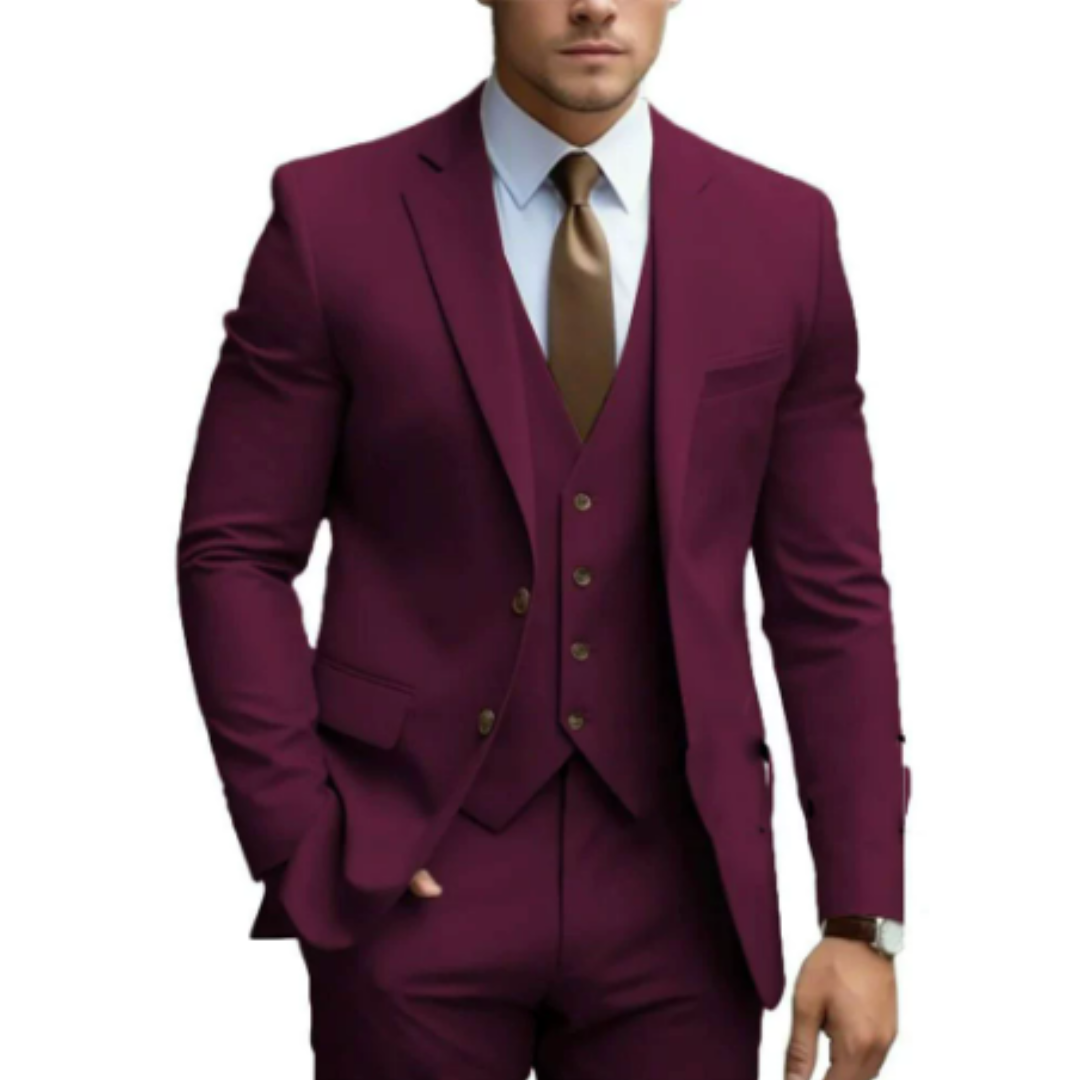 Heren Pak Slim Fit Driedelig Wolmix Ensemble