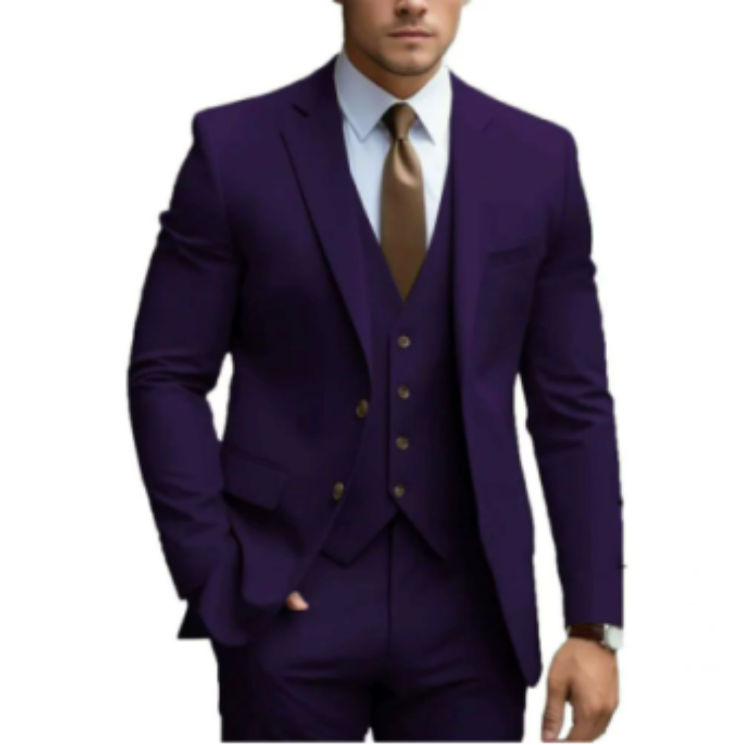 Heren Pak Slim Fit Driedelig Wolmix Ensemble