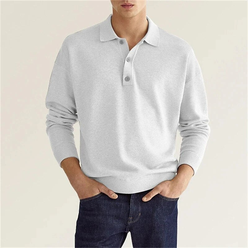Heren Poloshirt Lange Mouwen Klassieke Stijl