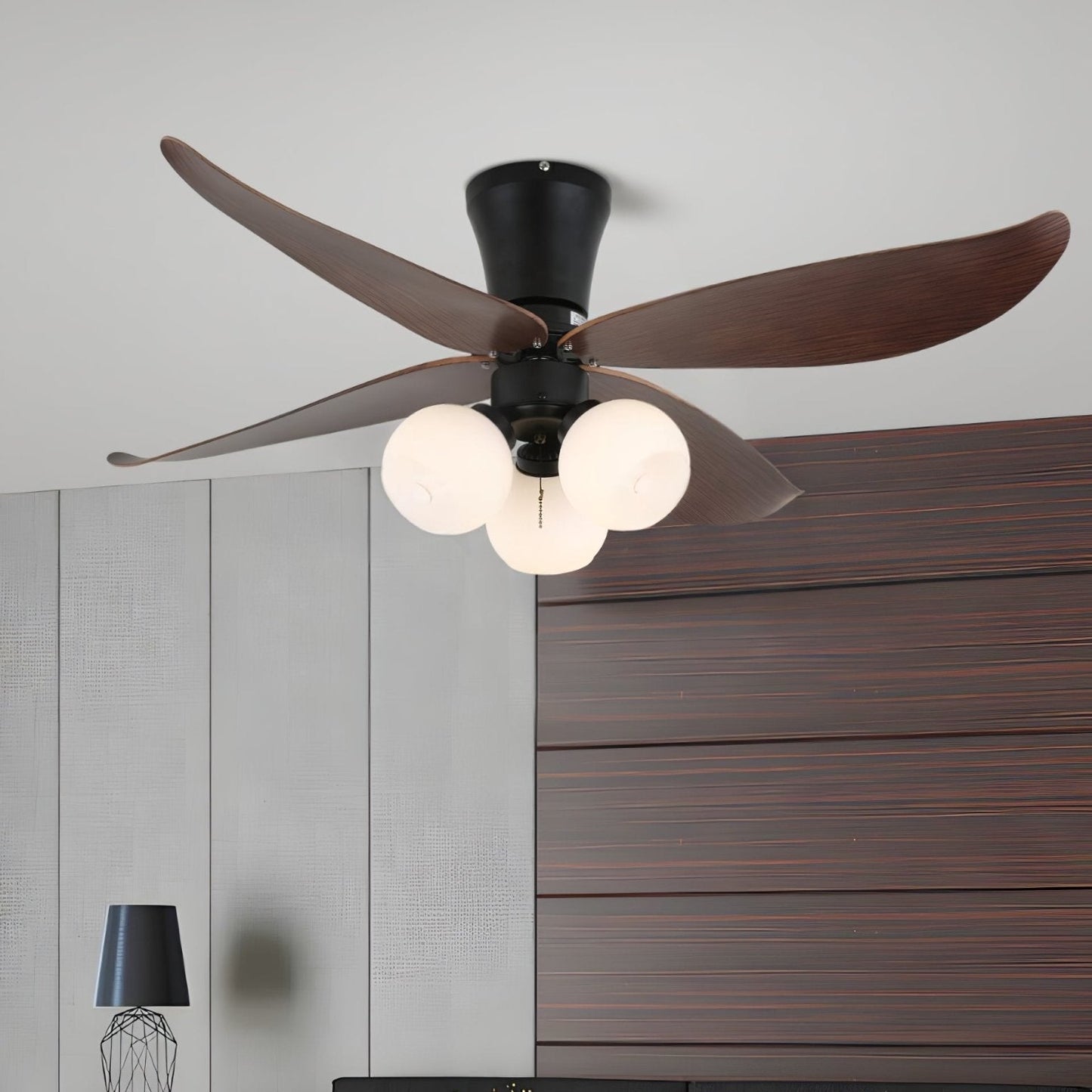 Scandinavische Plafondventilator met Verlichting Hout & Glas Design 90cm