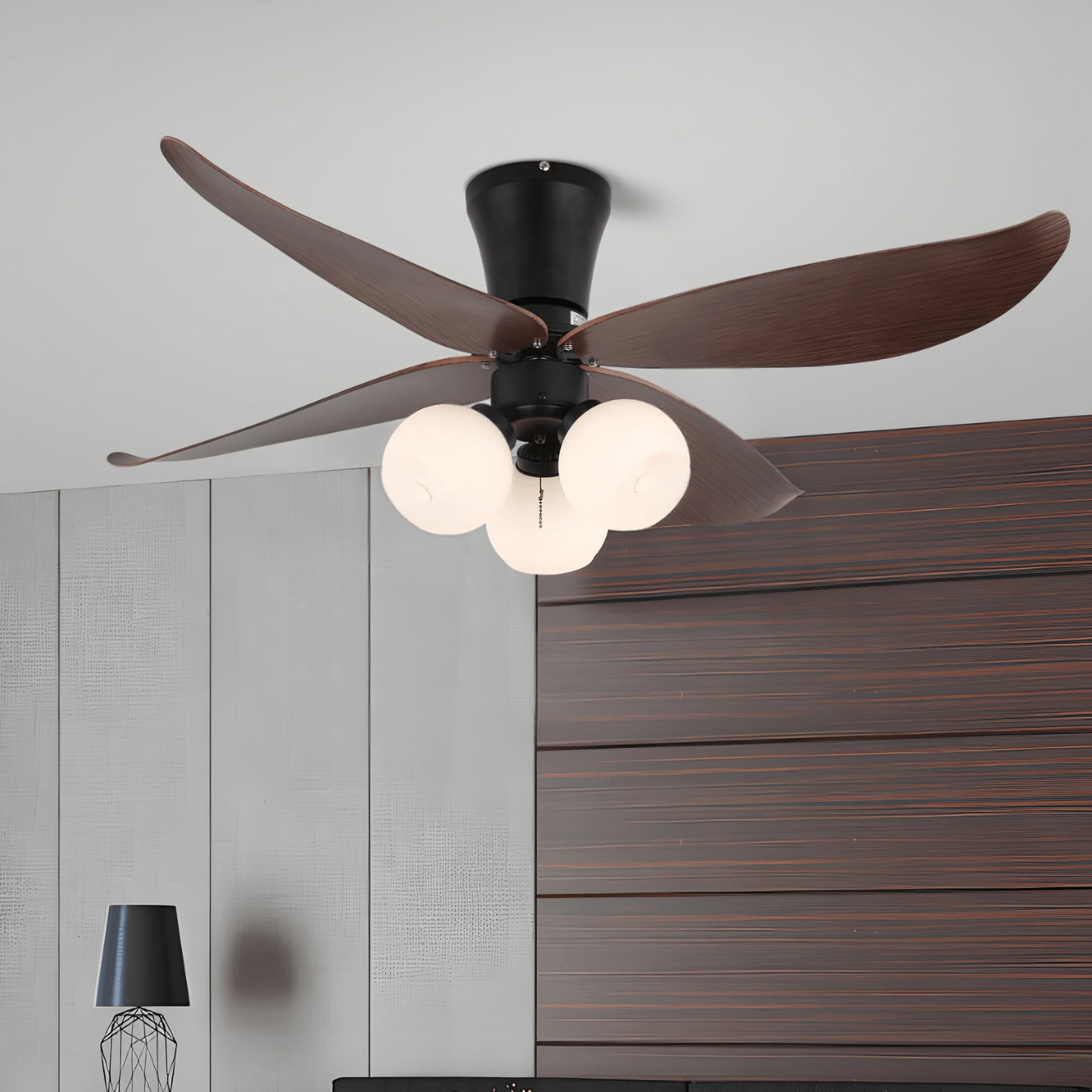 Scandinavische Plafondventilator met Verlichting Hout & Glas Design 90cm