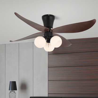 Scandinavische Plafondventilator met Verlichting Hout & Glas Design 90cm
