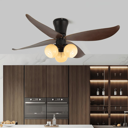 Scandinavische Plafondventilator met Verlichting Hout & Glas Design 90cm