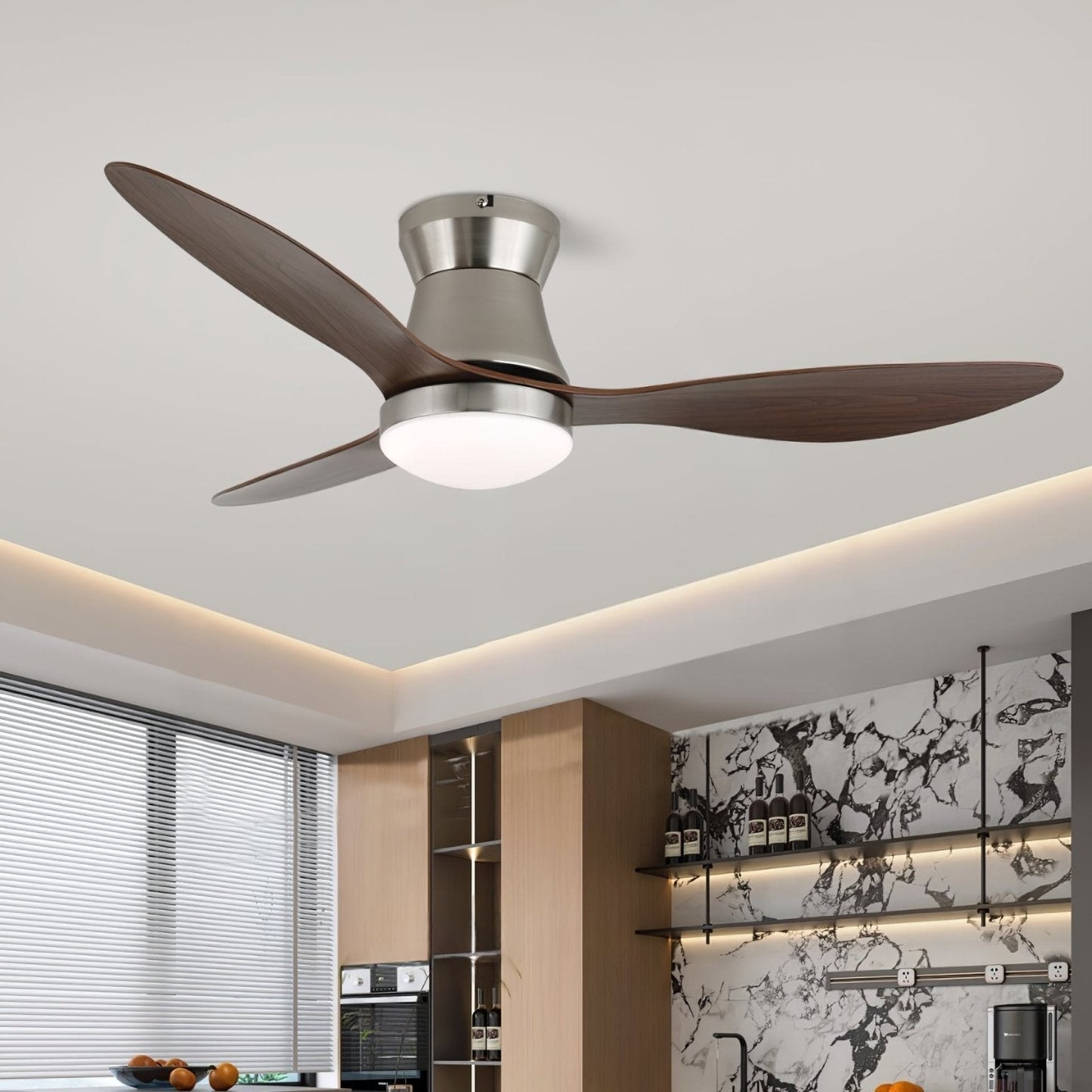 Moderne Plafondventilator Zerath met Verlichting in Hout en Metaal – Ø106cm – 6 Snelheden – Afstandsbediening – Stille Motor Ventilatorlamp Slaapkamer Woonkamer Eetkamer Ventilatoren Plafond