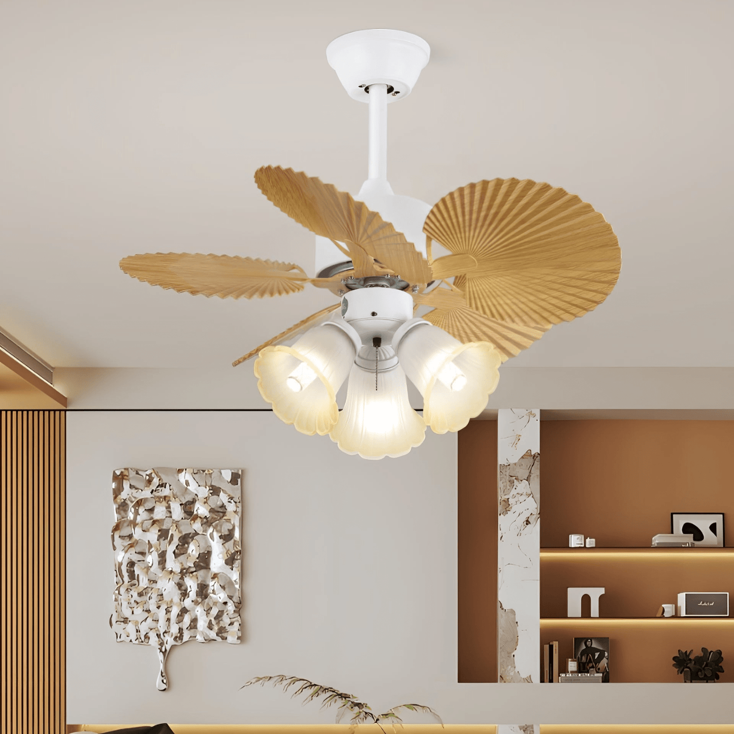Vintage Plafondventilator Aurelia met Verlichting en Hout – Ø80×30cm 35W LED